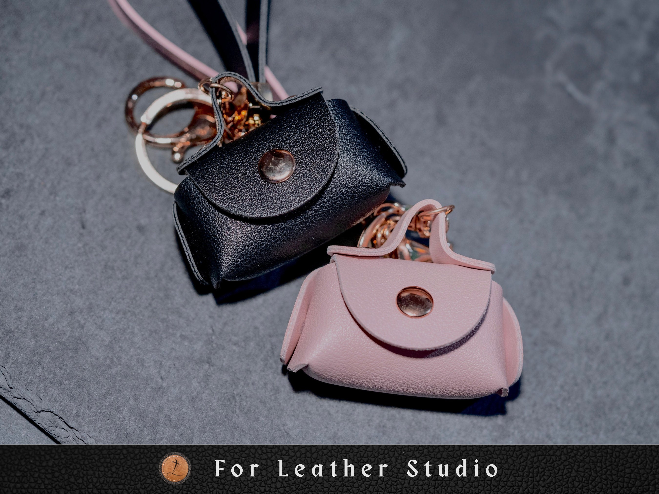 Mini Dumpling Vegan leather coin purse with strap, keyring and lobster